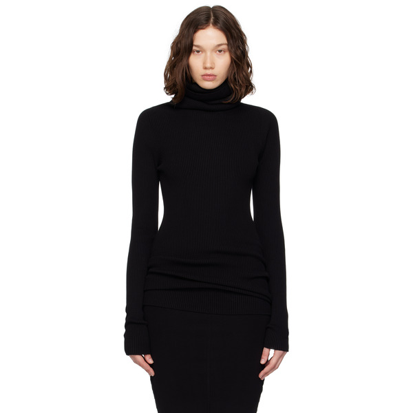 Rick Owens Black Concordians Ribbed Knit Tube Turtleneck 