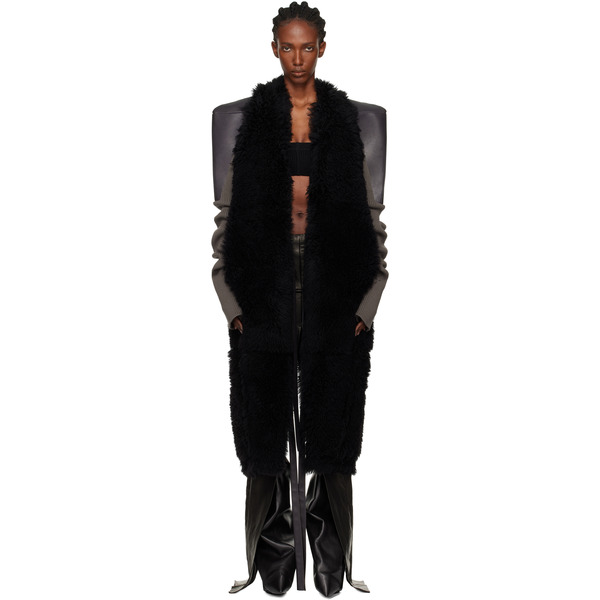 Rick Owens Black Concordians Sl Cyclops Reversible Shearling Coat 