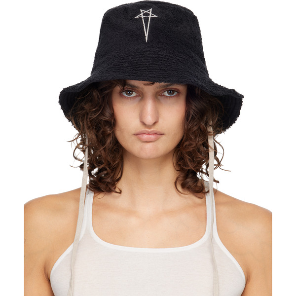  Rick Owens Black Temple Beach Hat 