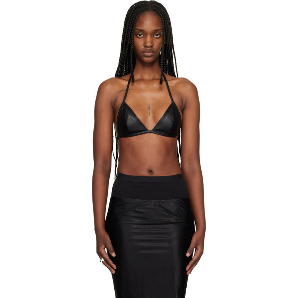  Rick Owens Black Temple Waxy Lamb Leather Bra 