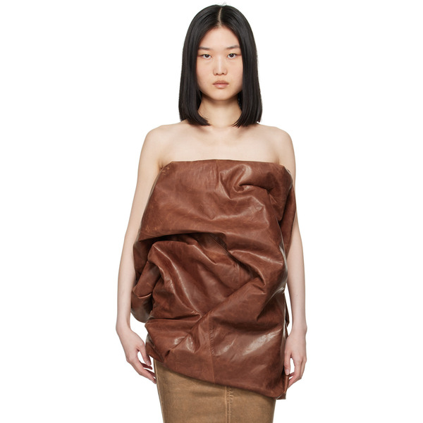  Rick Owens Brown Lido Hun Leather Camisole 