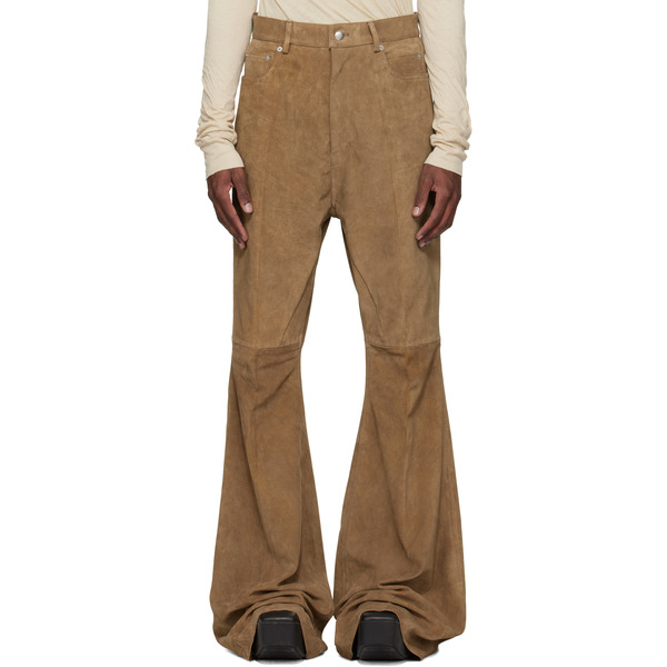  Rick Owens Brown Temple Bolan Bootcut Suede Pants 