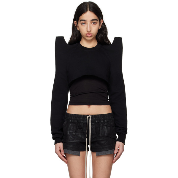  Rick Owens Drkshdw Black Hollywood Cropped Tecsweat Sweatshirt 