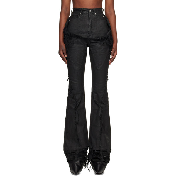  Rick Owens Drkshdw Black Temple Slivered Bootcut Jeans 