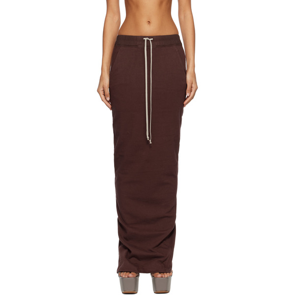  Rick Owens Drkshdw Burgundy Concordians Pull On Pillar Maxi Skirt 
