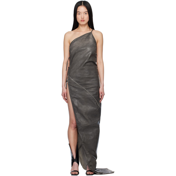  Rick Owens Drkshdw Gray Overdyed Taco Maxi Dress 