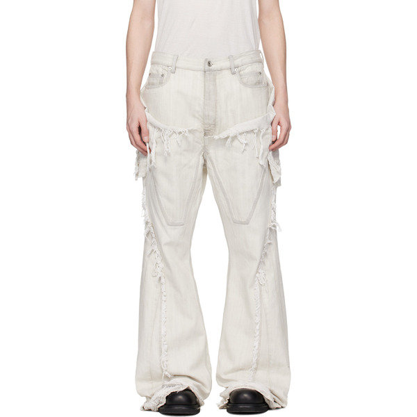 Rick Owens Drkshdw Off-white Temple Slivered Bootcut Jeans 
