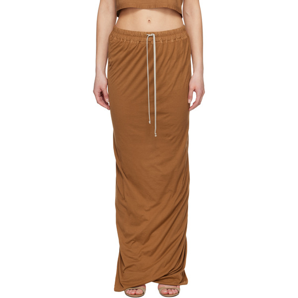  Rick Owens Drkshdw Orange Hollywood Pull On Pillar Maxi Skirt 