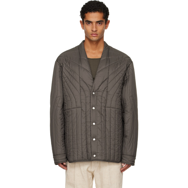  Rick Owens Gray Concordians Ls Quilted Liner Down Jacket 
