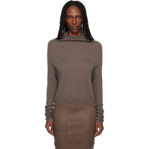  Rick Owens Gray Temple Ls Crater Sweater 