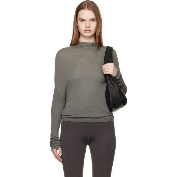  Rick Owens Khaki Temple Crater Knit Sweater 