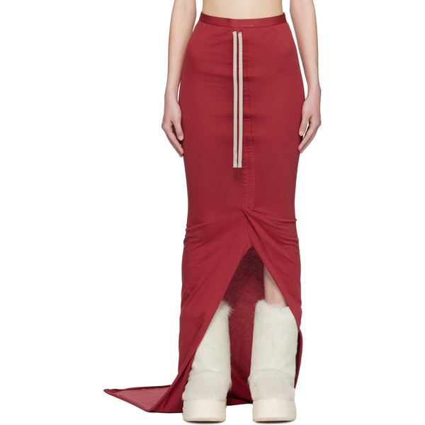  Rick Owens Moncler + Rick Owens Red Adjustable Maxi Skirt 