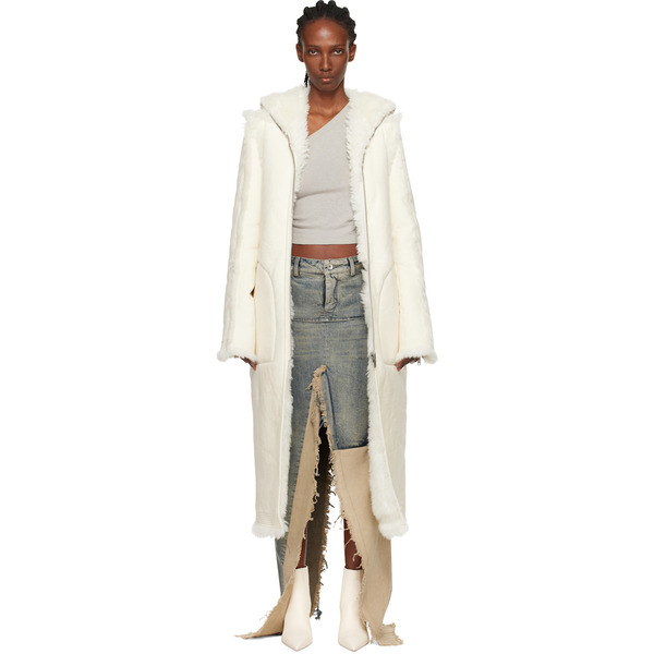  Rick Owens Off-white Concordians Klaus Reversible Shearling Coat 