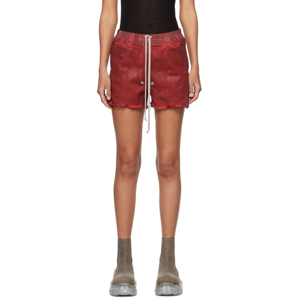  Rick Owens Red Gabe Denim Shorts 