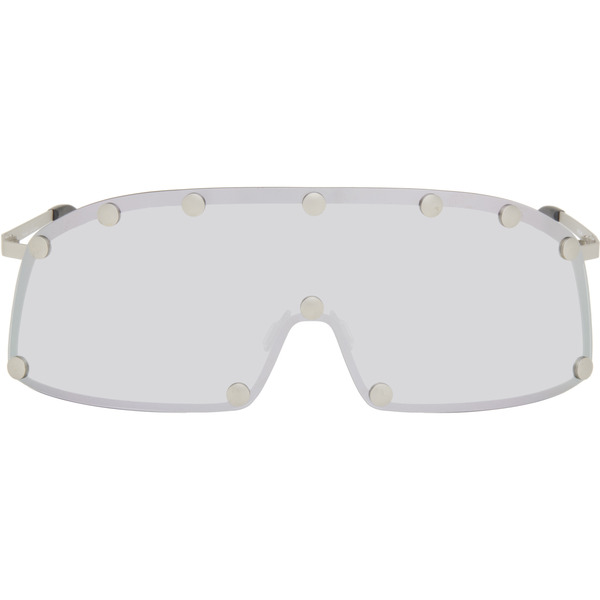  Rick Owens Silver Temple Shielding Sunglasses 