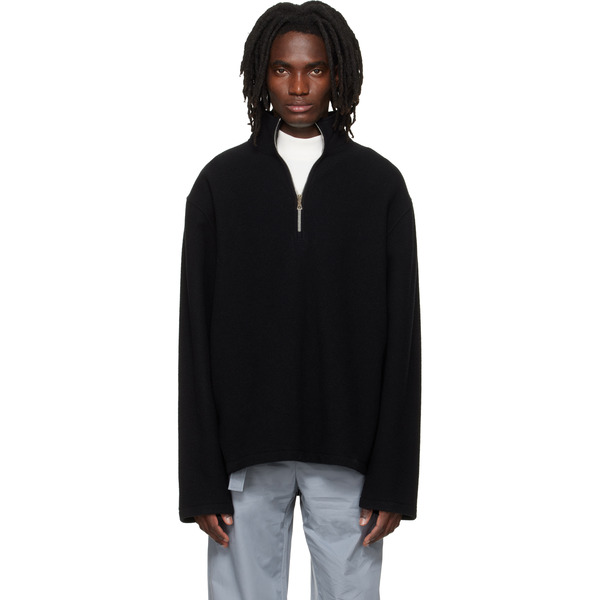  Rier Black Fleece Athletic Sweater 