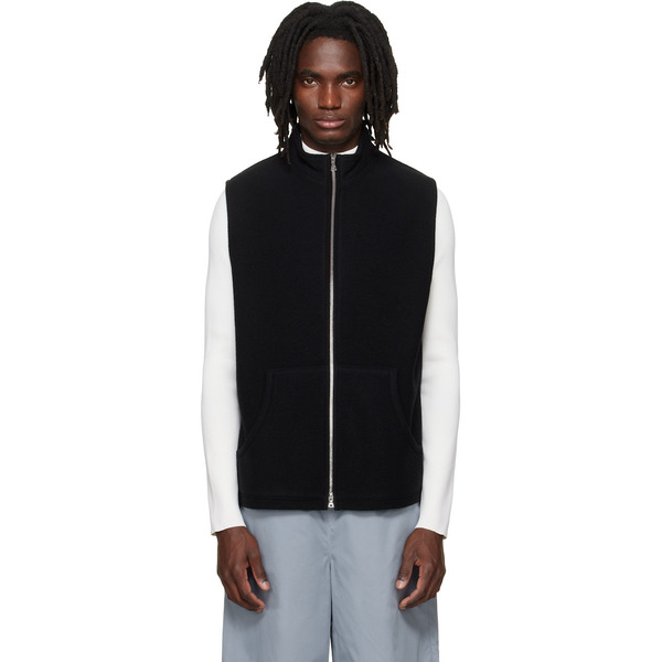  Rier Black Fleece Full Zip Vest 