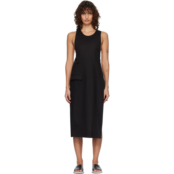  Rier Black Suit Apron Midi Dress 
