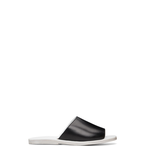  Rier Black & White Leather Sandals 