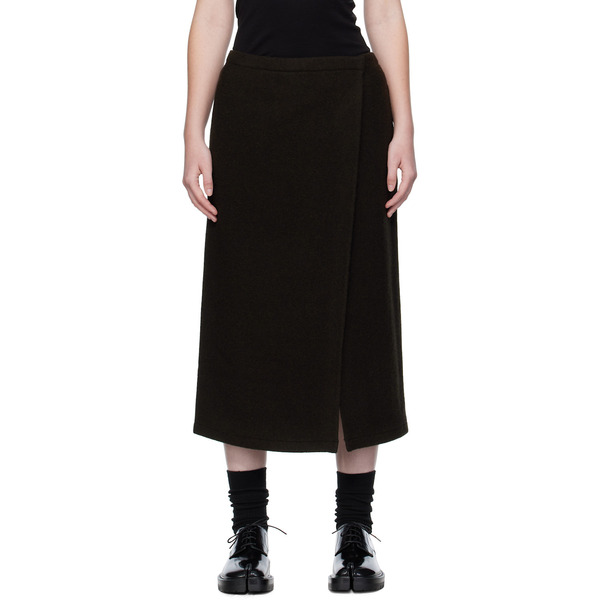  Rier Brown Wrap Midi Skirt 