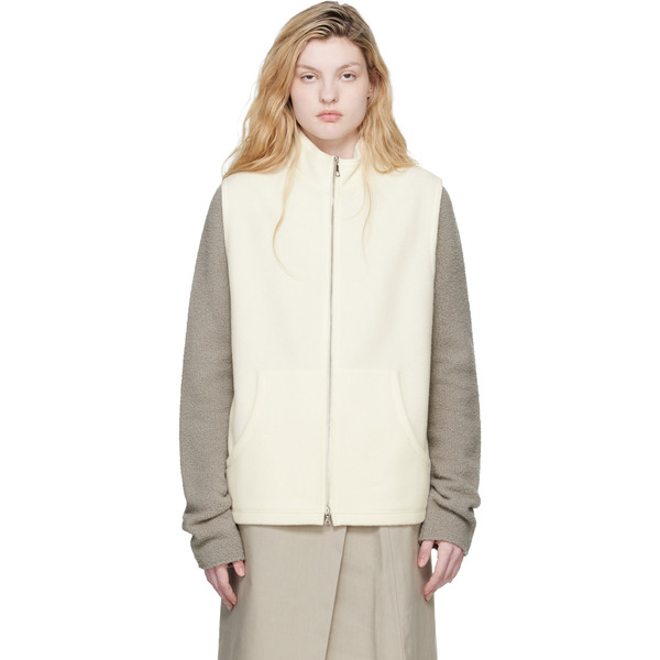  Rier Off-white Fleece Full Zip Vest 