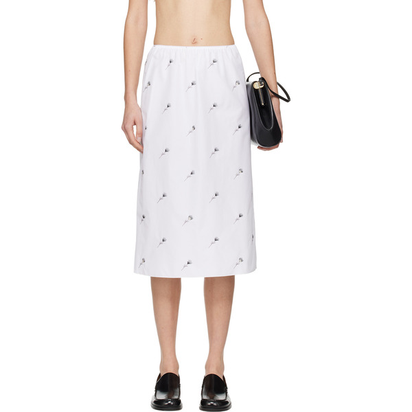  Rier White Pop Flowers Midi Skirt 