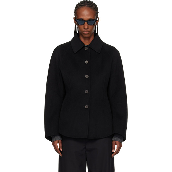  Róhe Black Double-faced Sculptural Jacket 