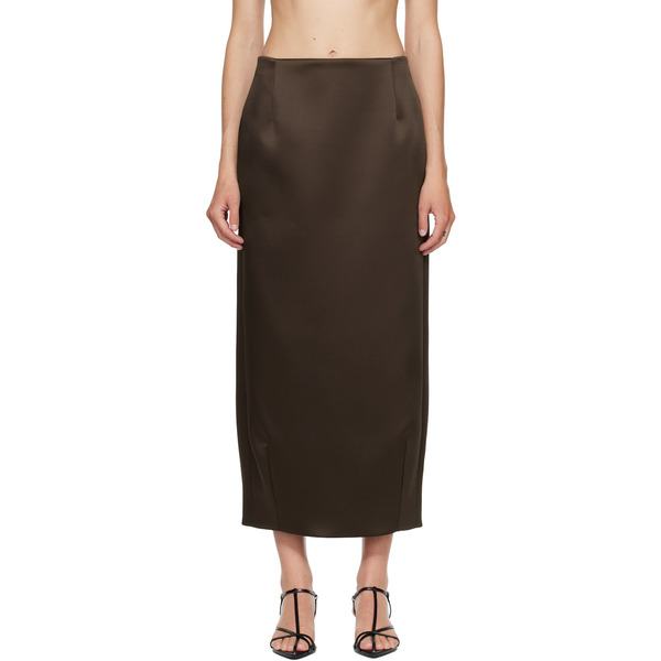 Róhe Brown Balloon Column Midi Skirt 