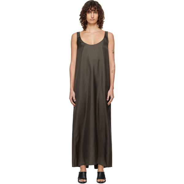  Róhe Brown Silk Scoop-neck Maxi Dress 