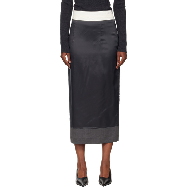  Róhe Gray Inside-out Midi Skirt 