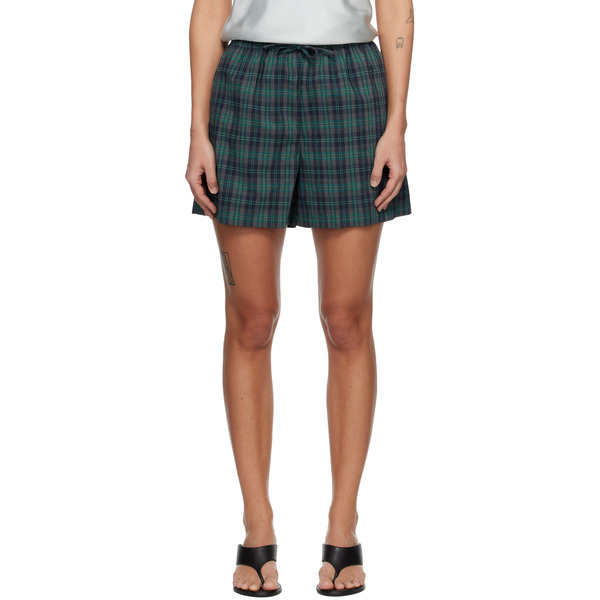  Róhe Green & Navy Check Boxer Shorts 