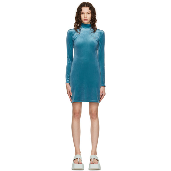  Rokh Blue Mask Mini Dress 