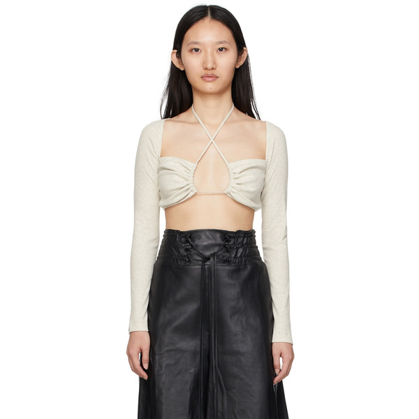  Rosetta Getty Grey Cropped Long Sleeve T-shirt 