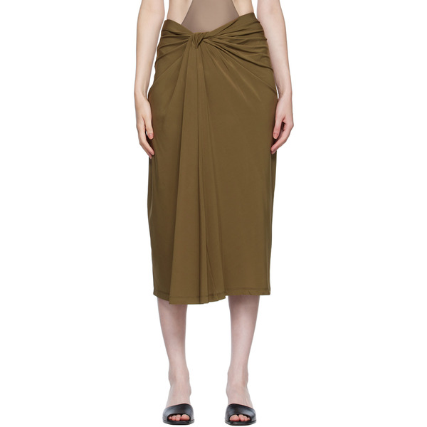  Rosetta Getty Ssense Exclusive Brown Knotted Midi Skirt 