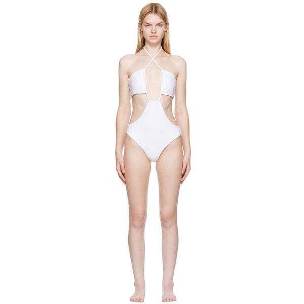 Rosetta Getty White Recycled Nylon One-piece Swimsuit 
