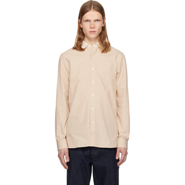  Rrl Beige Slim Fit Striped Dobby Shirt 