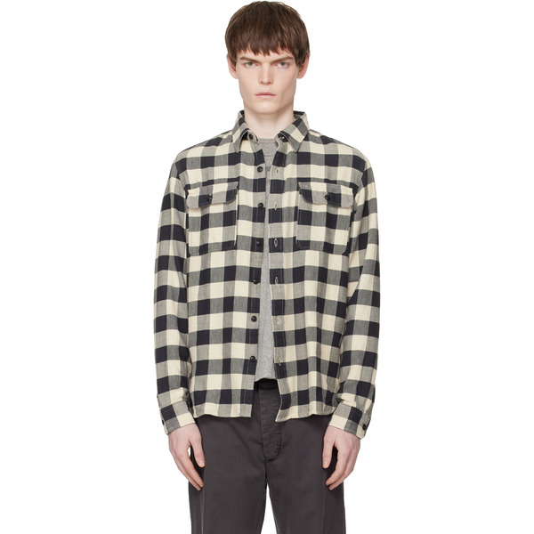  Rrl Black & Off-white Buffalo Check Twill Work Shirt 