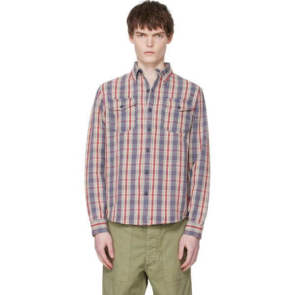  Rrl Blue & Off-white Lee Shirt 