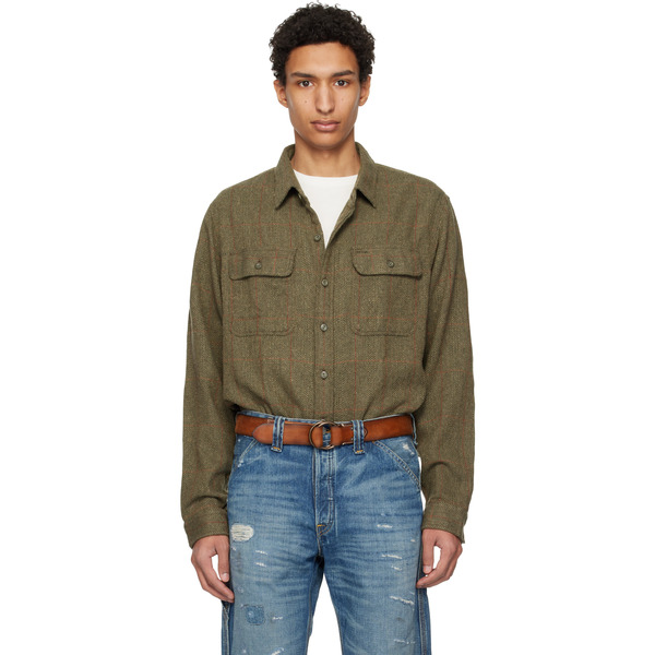  Rrl Khaki Grayson Ws Sport Shirt 