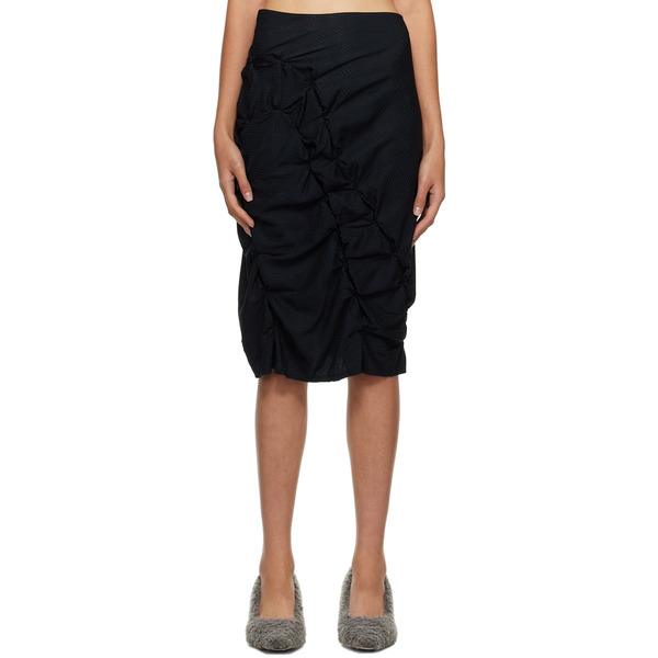  Rui Black Ruched Midi Skirt 