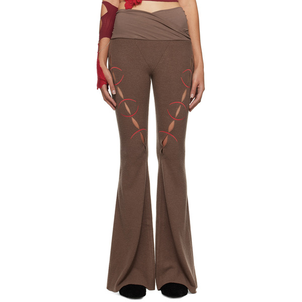  Rui Brown Embroidery Cut Out Trousers 