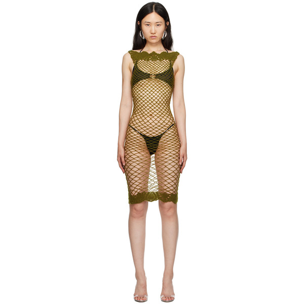  Rui Khaki Net Midi Dress 