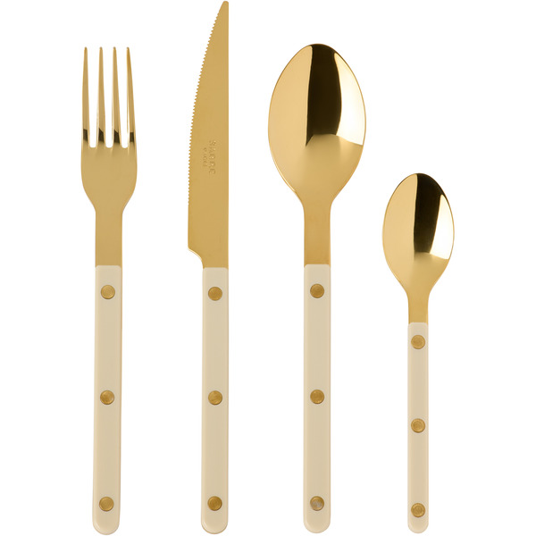  Sabre Gold & Beige Bistrot Solid Flatware Set, 4 Pcs 