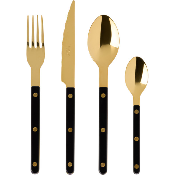  Sabre Gold & Black Bistrot Solid Flatware Set, 4 Pcs 