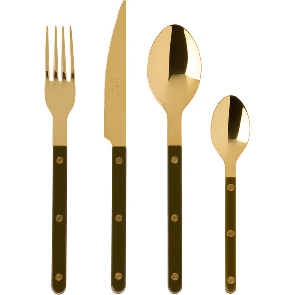  Sabre Gold & Green Bistrot Solid Flatware Set, 4 Pcs 