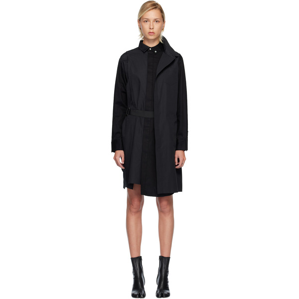  Sacai Black Poplin Midi Dress 