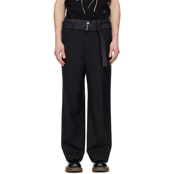  Sacai Black Suiting & Denim Trousers 