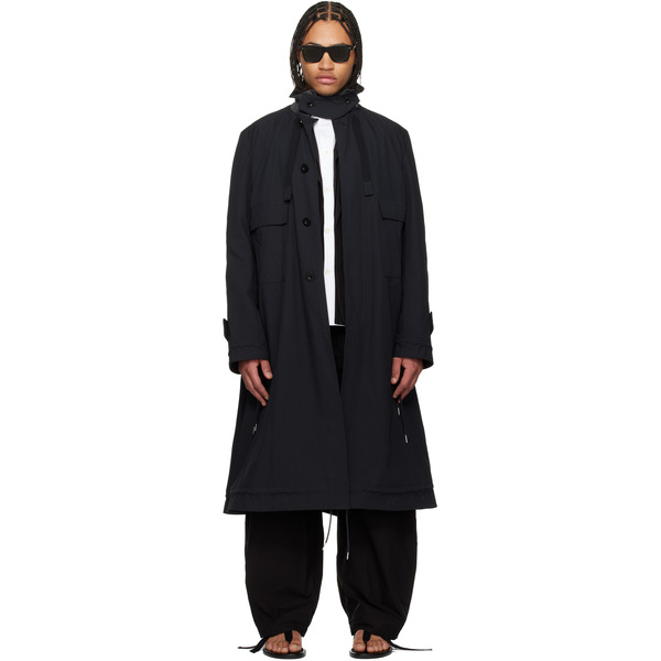  Sacai Black Weathercloth Coat 