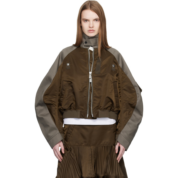  Sacai Brown Chino & Twill Bomber Jacket 
