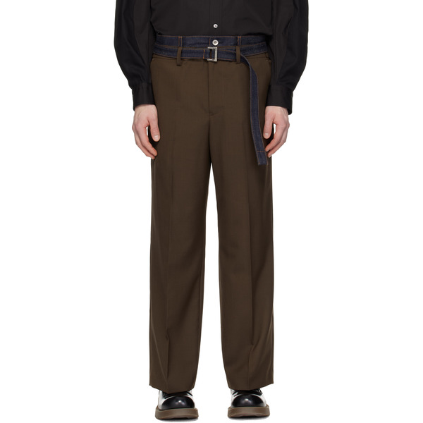  Sacai Brown Suiting & Denim Trousers 